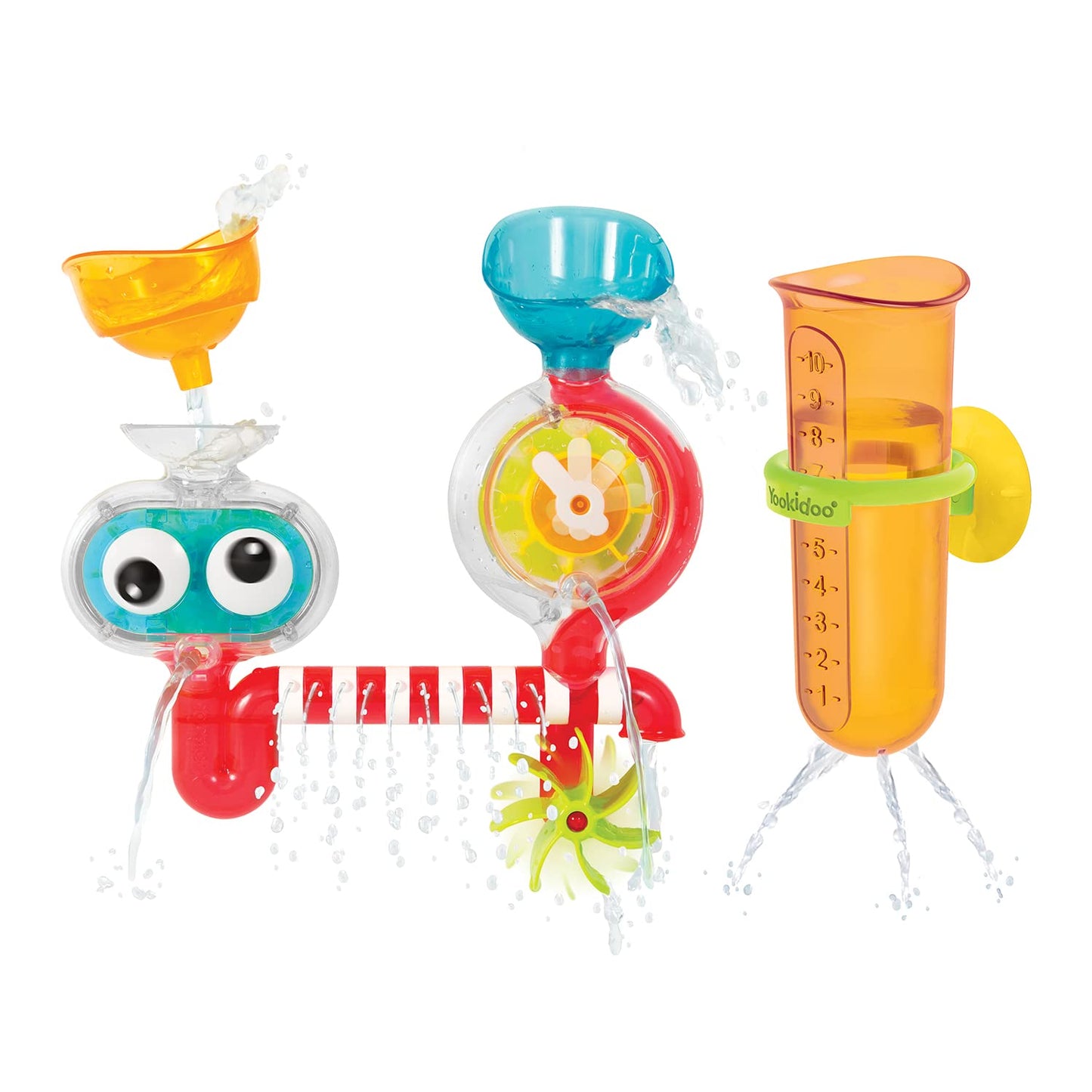 Yookidoo Baby Bath Toy - Spin 'N' Sprinkle Transparent Water Lab - Spinning Gear and Googly Eyes - Attaches to Any Size Tub Wall (1-3 Years)