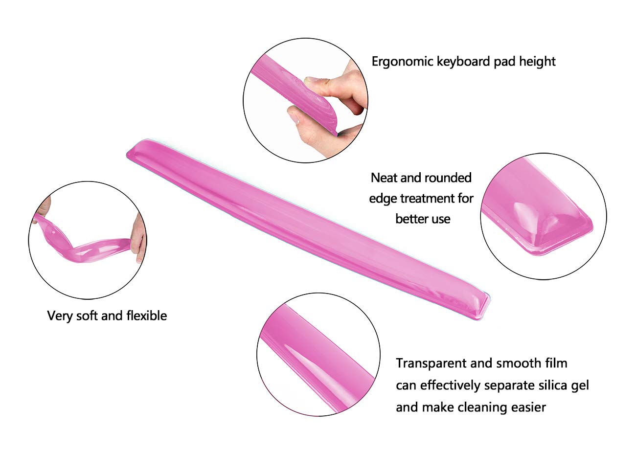ABRONDA Gel Keyboard & Mouse Wrist Rest Set - Keyboard Wrist Rest Pad & Mouse Support for Office Gaming Pad Computer Laptop Ergonomic Comfortable Pain Relief-Pink Pad Set