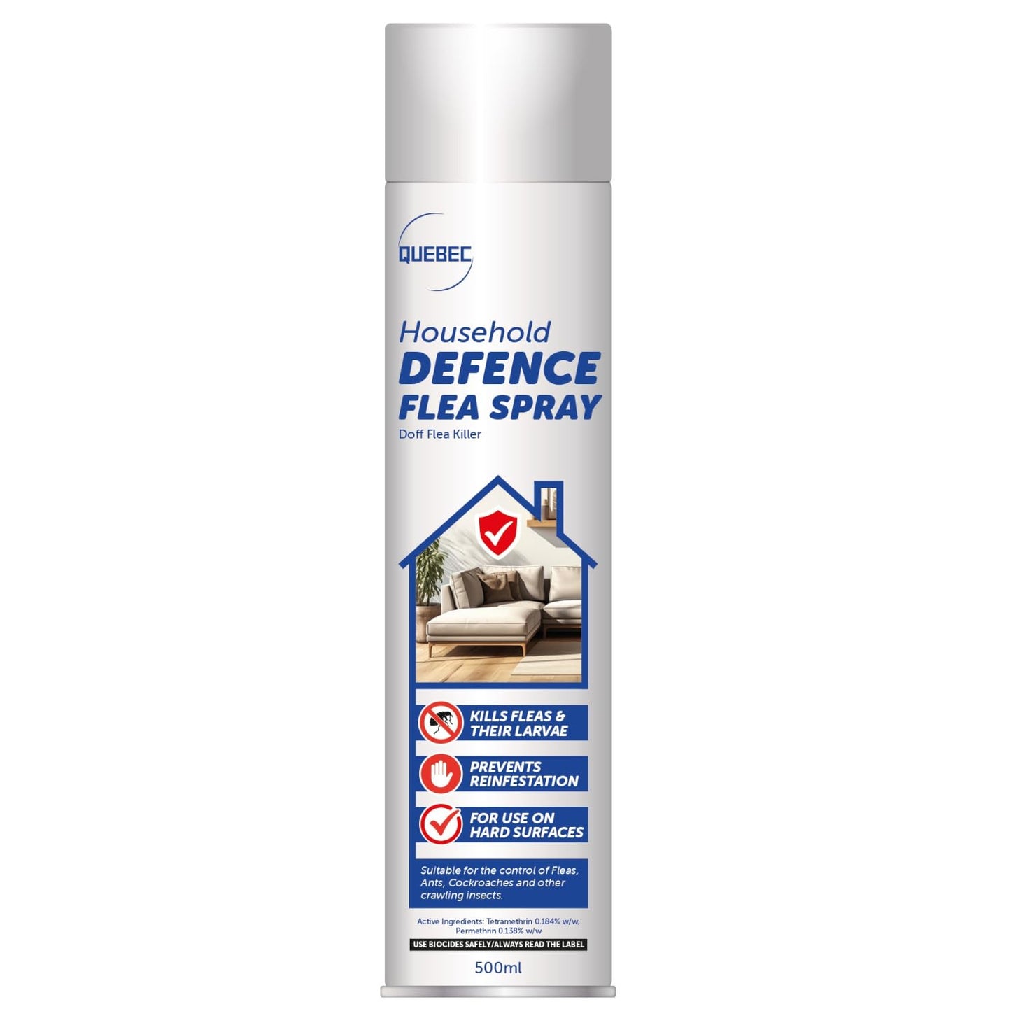 Quebec Household Flea Spray for the Home – Powerful Flea & Pest Control for Home, Effective Against Fleas, Ticks, Bed Bugs, Ants & Insects Long-Lasting Safe for Indoor Use Easy Application – 500ML (1)