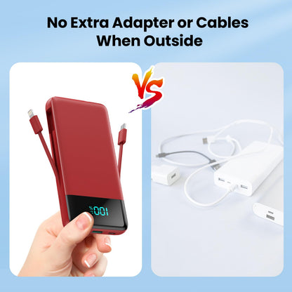 Portable Charger for iPhone with Built in Cables and Wall Plug,Upgraded 13800mAh Fast Charging USB C Power Bank,4 Outputs Travel Essential Battery Pack Compatible with iPhone 15/14/13,Samsung-Purple