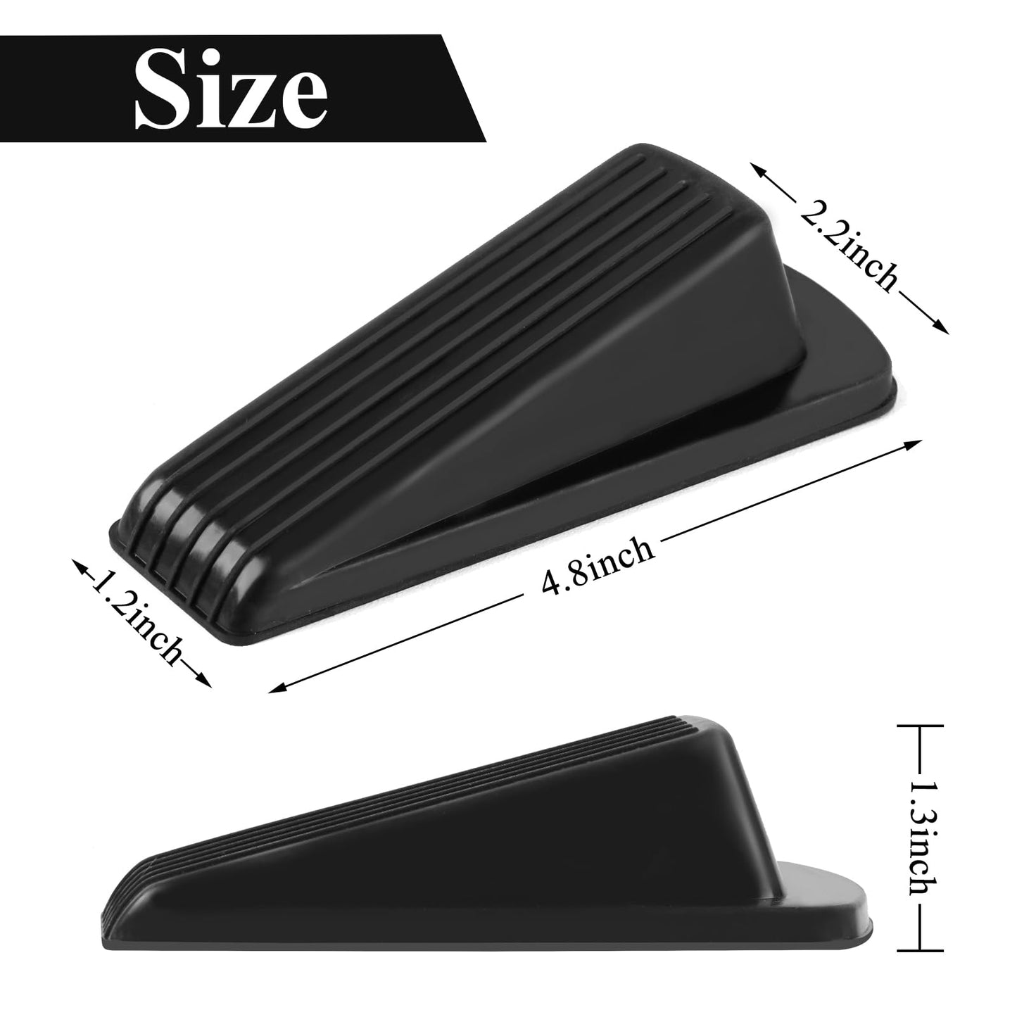 4 Pack Door Stoppers for Bottom of Door, Rubber Door Stopper Wedge, Sturdy Stackable Door Stops for Floor
