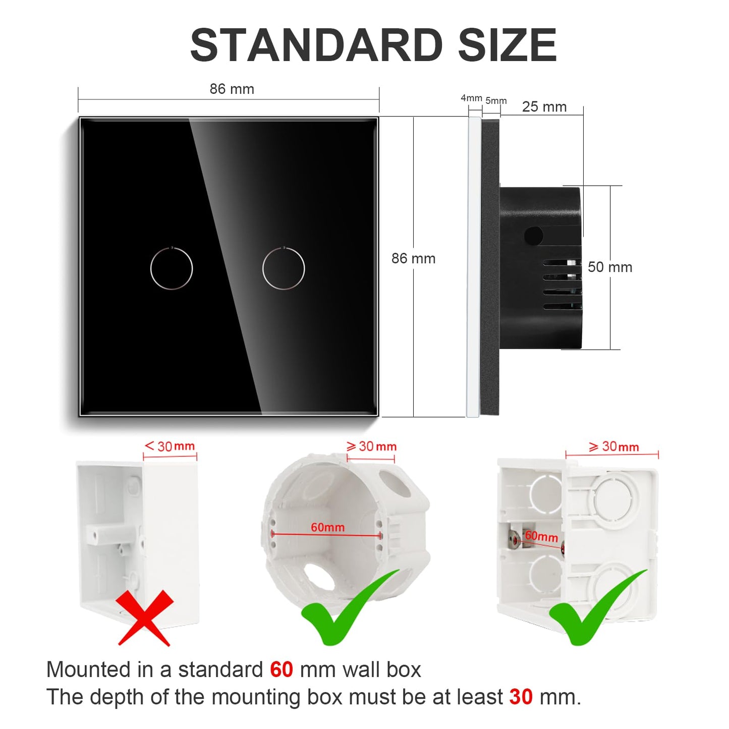 CNBINGO Smart Touch Light Switch with Glass Wall Plate and LED Backlight, No Neutral Wire Required, Works with Alexa, Google Assistant, Timing or Schedule