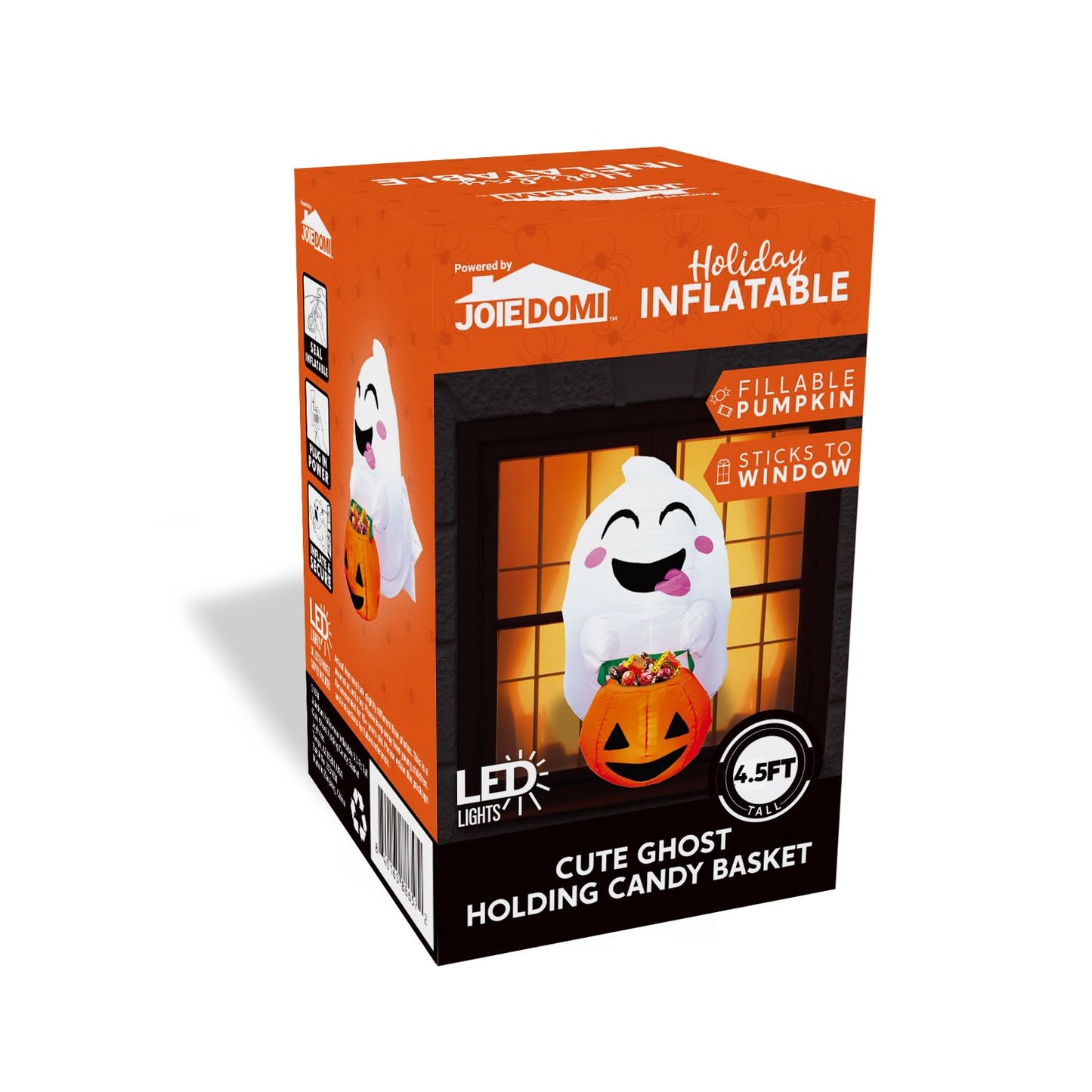 Joiedomi 4.5 ft Tall Halloween Inflatable Outdoor Decorations, Blow Up Halloween Yard Decorations Inflatable Window Ghost Decor, Blow Up Ghost with Candy Basket for Window Decor