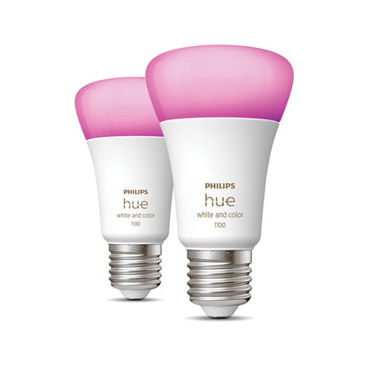 Philips Hue White and Colour Ambiance Smart Light Bulb 2 Pack 75W - 1100 Lumen [E27 Edison Screw] with Bluetooth. Works with Alexa, Google Assistant and Apple Homekit