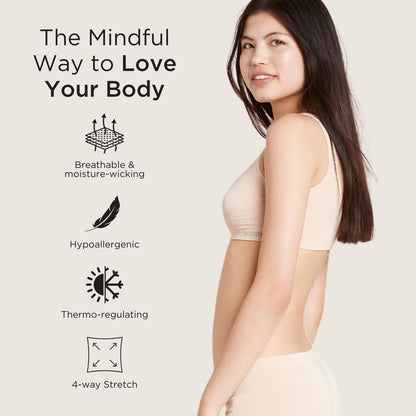 Boody Women's Shaper Bra - Crop Bralettes for Women, Pullover Womens Bras, Seamless Bras for Women - Wireless & No Padding for Light Support, Bamboo Viscose for All-Day Comfort - Nude, Small