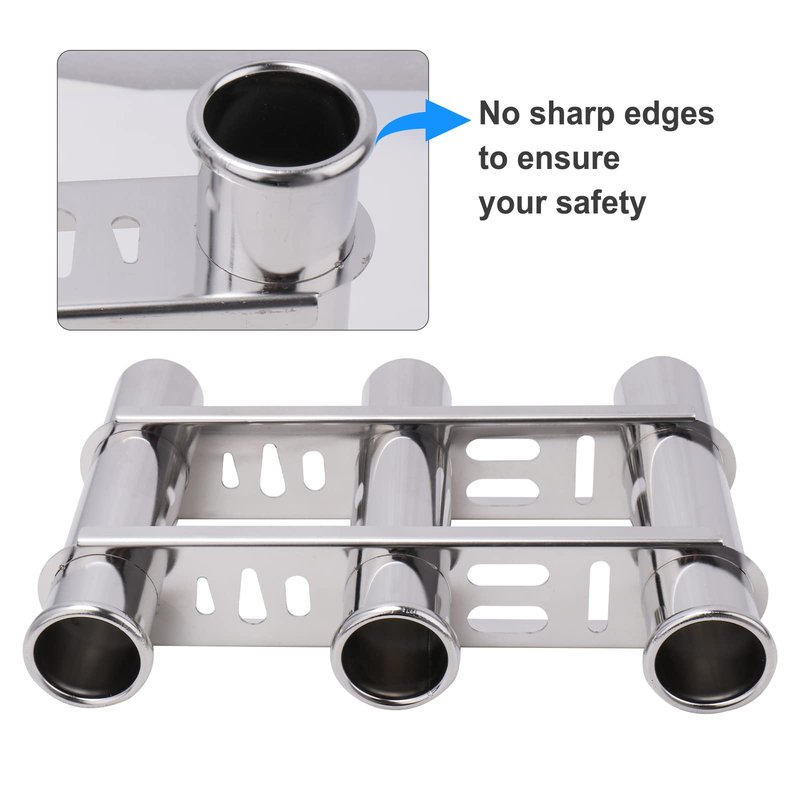 Fishing Rod Holder for Boat, Vertical Wall Mounted Fishing Rod Rack, Stainless Steel Rod Holder for Marine Boat,Fishing Boat, Truck (3 Tubes Upgrade)
