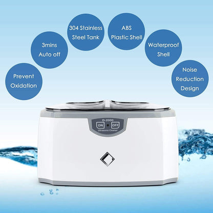 LifeBasis D-2000 Ultrasonic Cleaner Jewellery Cleaner Machine 420ML 45000Hz Silver Cleaner with Watch Stand for Cleaning Jewelry Necklaces Rings Glasses Watches Coins Razors Guin-ness Surger Tins