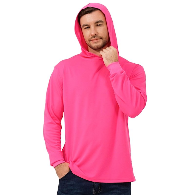 ProtectX High Visibility Sun Protection Lightweight Long Sleeve Hoodie, UPF 50+ Quick-Dry, SPF UV Shirt, Active Wear - Pink, Large