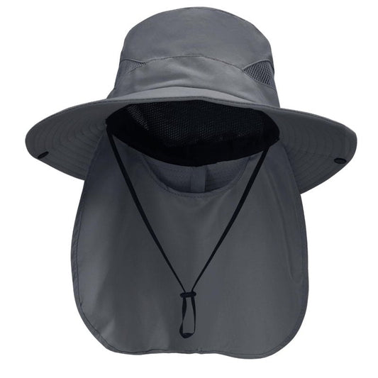 NPQQUAN Sun Hats for Men Women with Neck Flap UPF 50+ UV Protection Wide Brim Bucket Hat Safari Hiking Fishing Hats Darkgray（Neck Flap）
