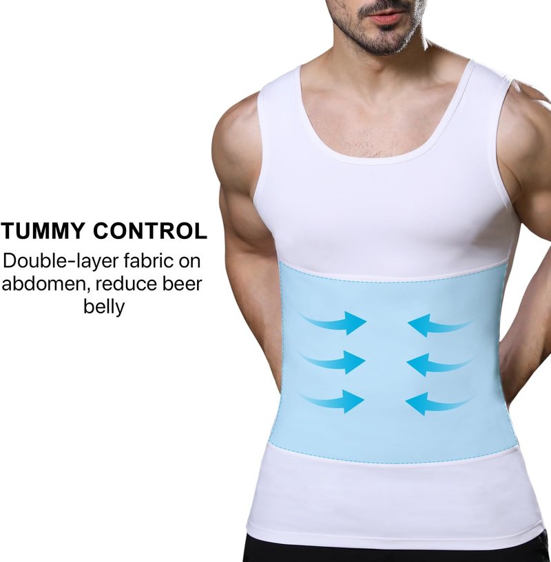 Men's Slimming Compression Shirt | Body Shaper Workout Tank Top for Gynecomastia & Tummy Control - Quick Change Design
