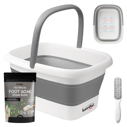 Collapsible Foot Bath Basin for Soaking Feet,Pedicure Foot Spa, Foot Tub with Handles and Massage Acupoint,Multifunction Collapsible feeting Soak Tub-Green