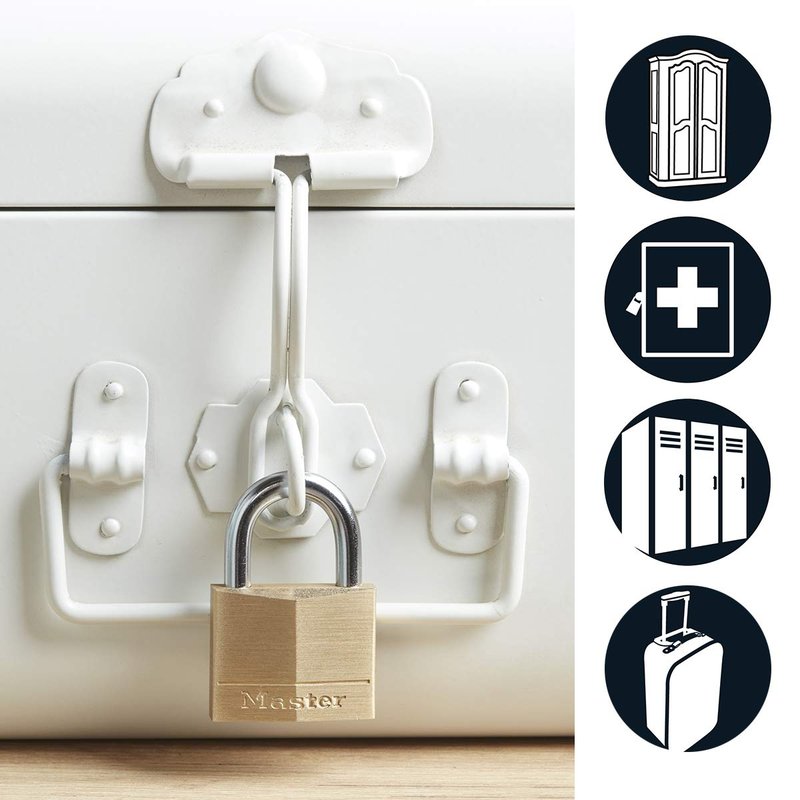 Master Lock 140T Solid Brass Padlock with Key, 2 Pack