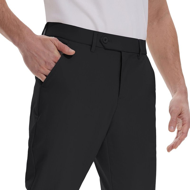 Hiwise Men's Golf Pants Stretch Dress Pants 30"/32"/34" Comfy Lightweight Casual Trousers Quick Dry Travel Pants with Pockets(Black, 33WX32L)