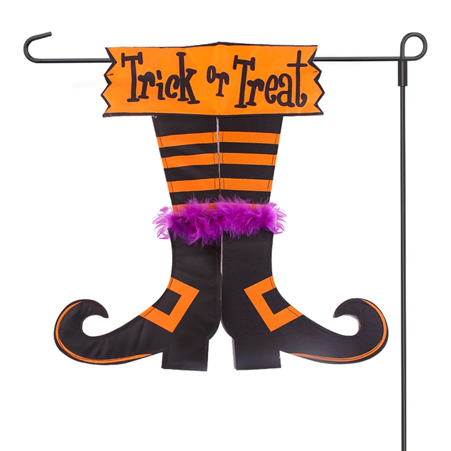 Happy Halloween Graden Flag Trick Or Treat Witch Feet Yard Outdoor Banner Decorations Home Decor Double Sided (Garden flag)