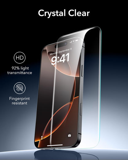 ESR 3 Pack 9H+ Glass for iPhone 16 Pro Max Screen Protector, [Military Grade Shatterproof & Longest Durable] Armorite Ultra-Tough Tempered Glass with UltraFit Tray