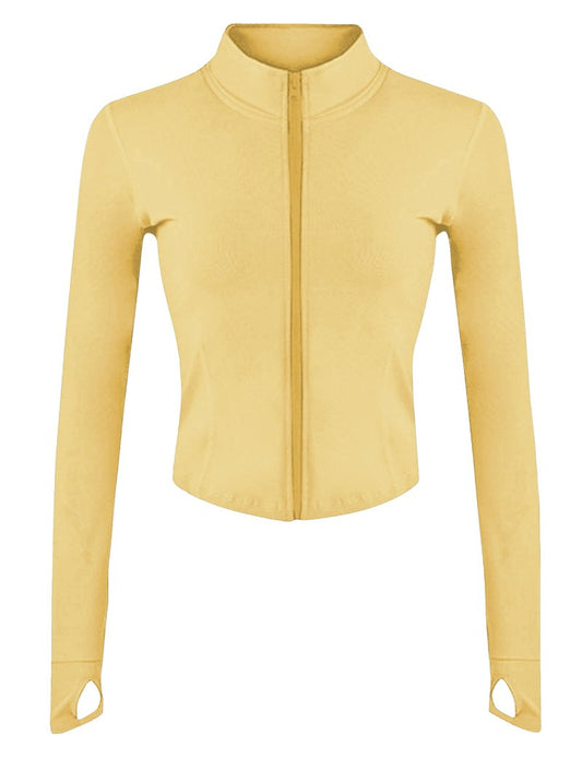 Lviefent Womens Lightweight Full Zip Running Track Jacket Workout Slim Fit Yoga Sportwear with Thumb Holes (Yellow-XS)