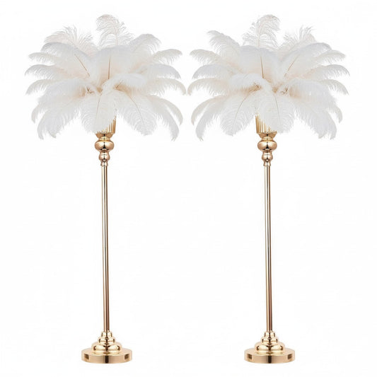 32.5inch Versatile Metal Wedding Centerpiece Vases - Set of 2 Tall Gold Trumpet Vases for Road Lead, Elegant Centerpiece Stands for Wedding Reception Party Events Anniversary (Gold, 32.5in - 2Pcs)