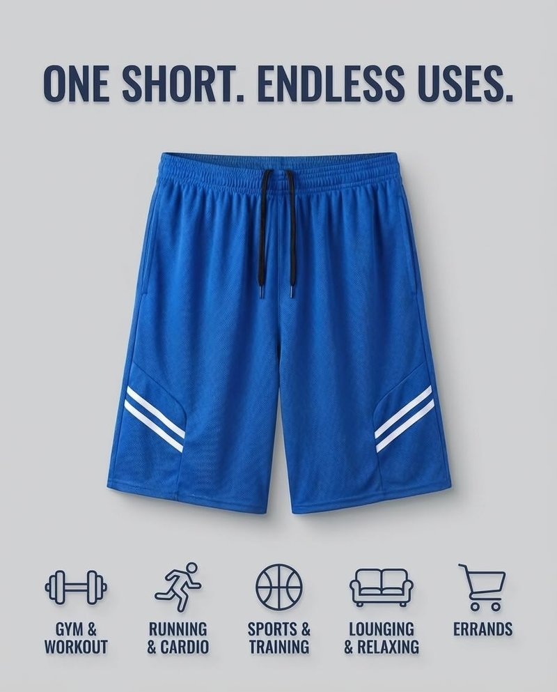Real Essentials 5 Pack: Men’s 9" Mesh Shorts – Athletic Gym, Workout, Basketball, Running, Casual Lounge Activewear Pockets, Set 2,L