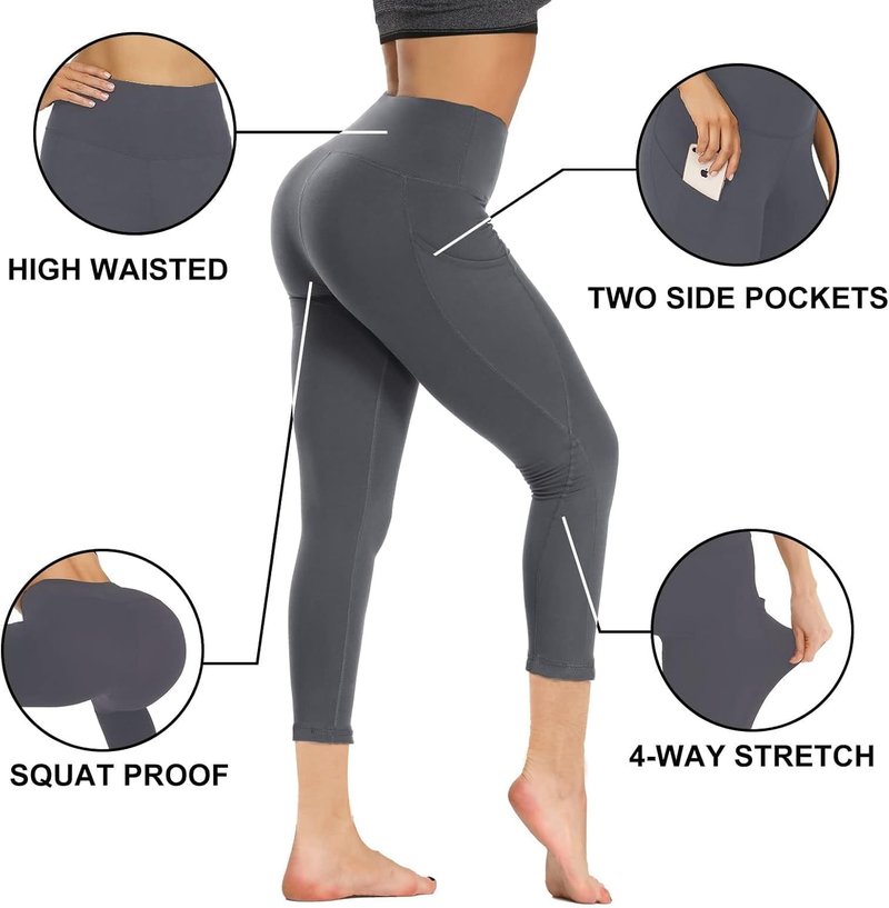 High Waist Yoga Pants with Pockets - Tummy Control Compression Leggings for Women | Comfortable Workout Wear