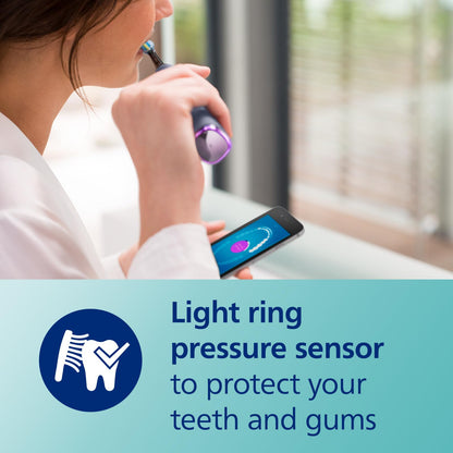 Philips Sonicare DiamondClean Smart 9300 Electric Toothbrush, Sonic Toothbrush with App, Pressure Sensor, Brush Head Detection, 4 Brushing Modes and 3 Intensity Levels, White, Model HX9903/05