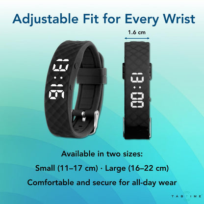 Tabtime Vibrating Alarm Wristband - Silent Alarm Watch for Adults and Kids - with up to 10 Personal or Pill Reminders per Day