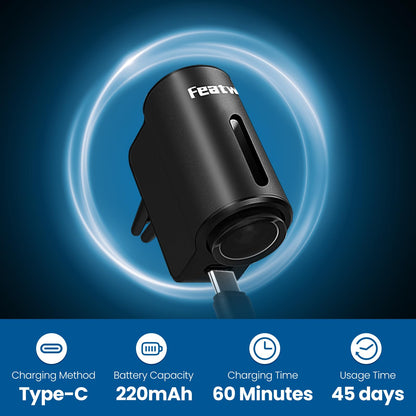 Featwell Car Air Freshener, Three Adjustable Modes Intelligent Car Aroma Diffuser, Rechargeable Car Aroma Diffuser, Black