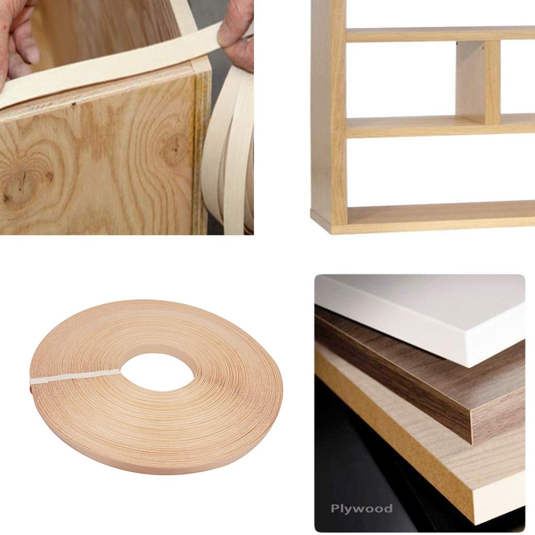 Yarlung 1.9cm x 76.2m Roll Birch Plywood Edge Banding, Preglued Real Wood Veneer Edging, Iron on with Hot Melt Adhesive, Flexible Wood Tape Sanded to Perfection for Furniture Restoration