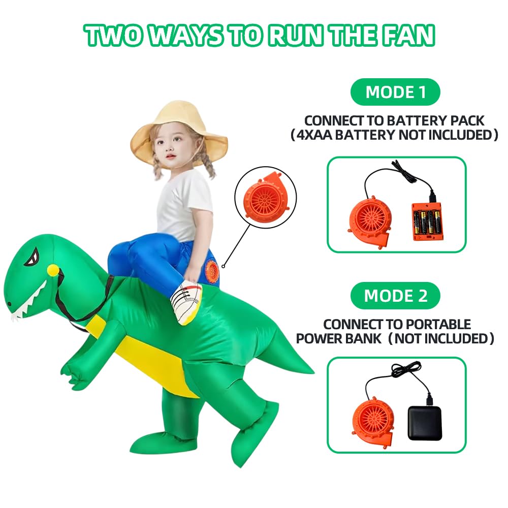 BROWNYEW Inflatable Dinosaur Costume Kids Riding T Rex Blow Up Funny Fancy Dress Party Halloween Costume