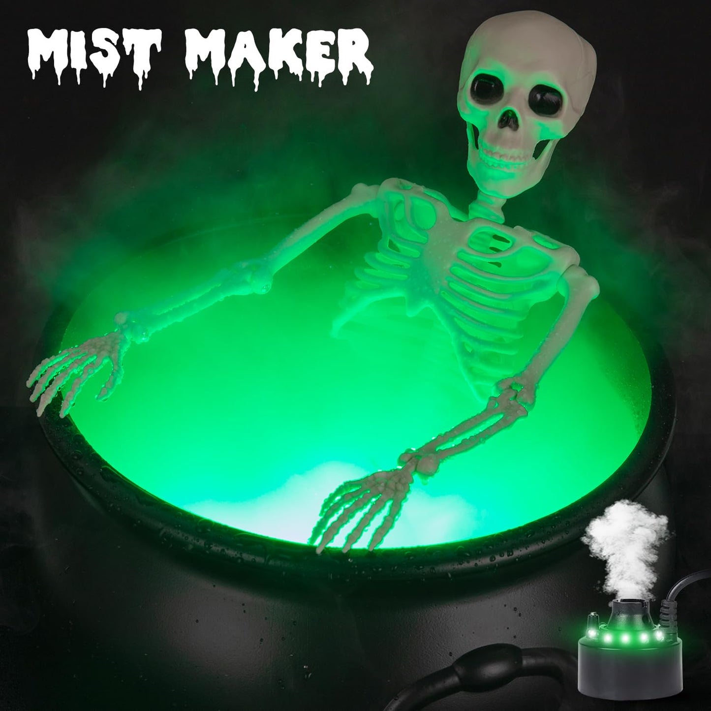 Halloween Decorations Outside - Large Witches Cauldron on Tripod with Skeleton & Fog Maker - Skeleton Halloween Party Decor for Outdoor Yard Home Porch