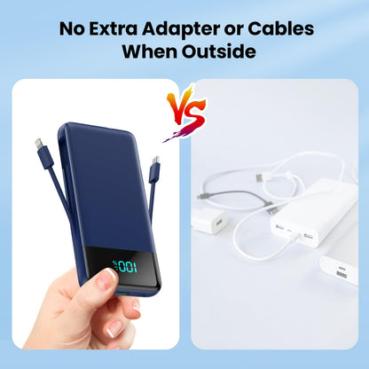 Portable Charger for iPhone with Built in Cables and Wall Plug,Upgraded 13800mAh Fast Charging USB C Power Bank,4 Outputs Travel Essential Battery Pack Compatible with iPhone 15/14/13,Samsung-Purple