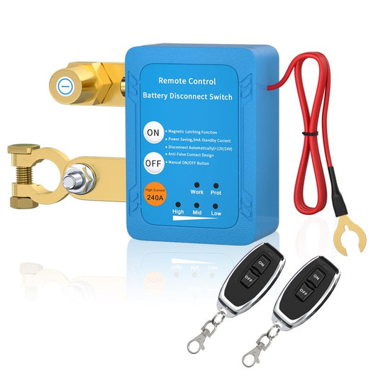 APIELE Remote Battery Disconnect Switch 12V 240A Kill Switch for Car, Anti-Theft Prevent Battery Drain, Smart Battery Cut Off Switch for Auto, RV, Truck, Boat (Voltage Indicator)