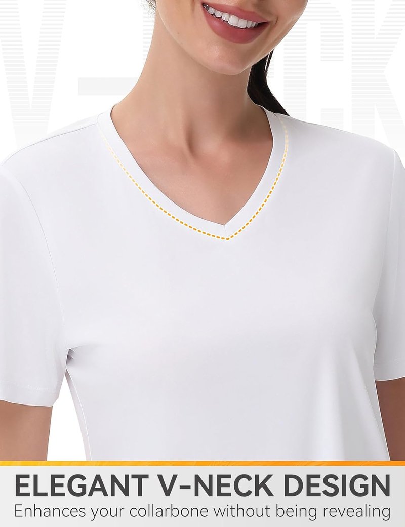 Women's SPF 50+ Short Sleeve Workout Shirts - Moisture-Wicking Quick Dry Athletic Tops | UPF Protection