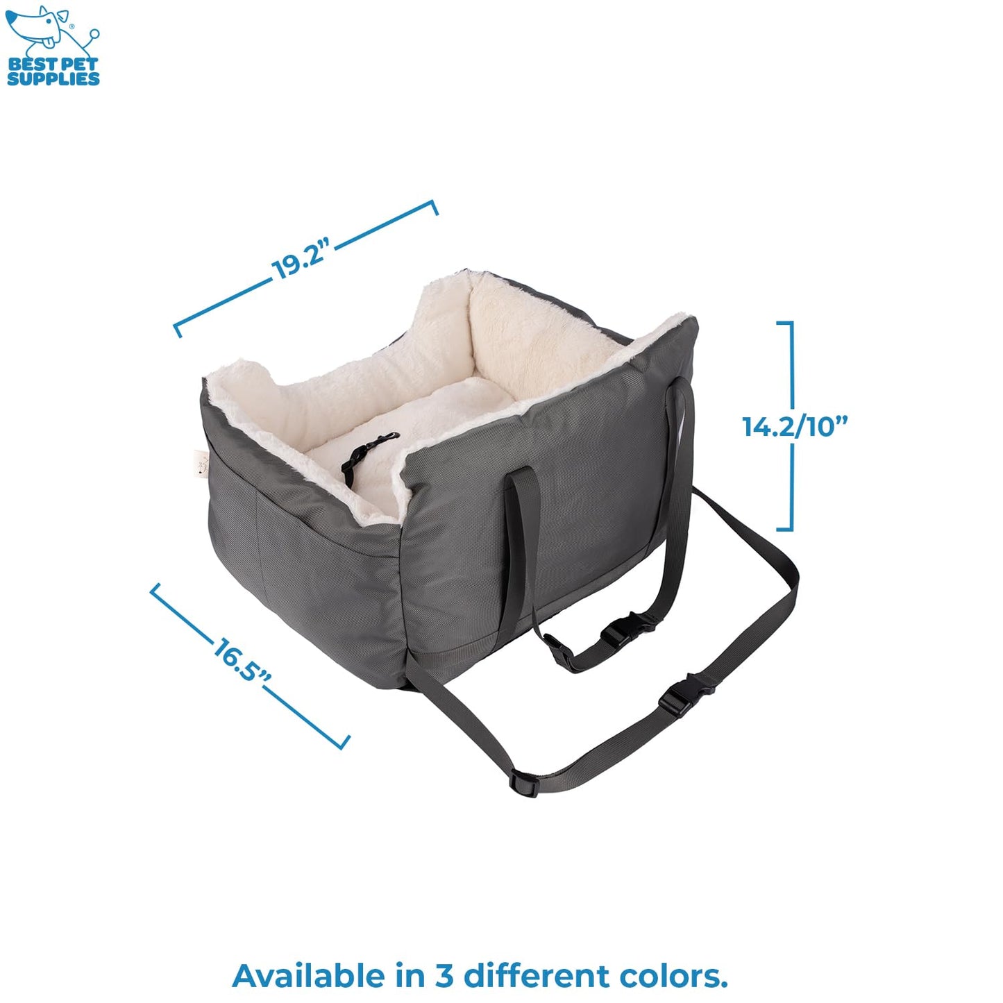 Best Pet Supplies Dog Pet Booster Seat, Dog Car Seats for Small Dogs & Medium Dogs, Soft Plush Cushion with Comfortable Bedding, Secure Straps, and Tall Pillow, Gray