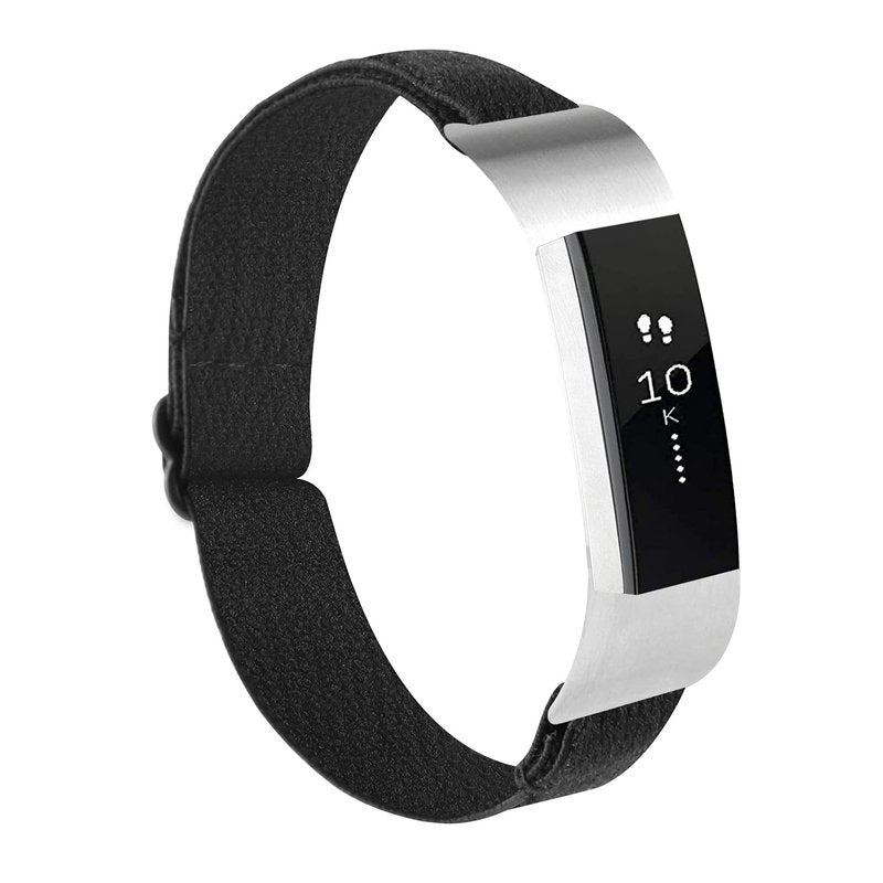Adjustable Elastic Bands Compatible with Fitbit Alta/Alta HR, Soft Stretchy Nylon Sports Breathable Replacement Wristbands for Women Men (Black)