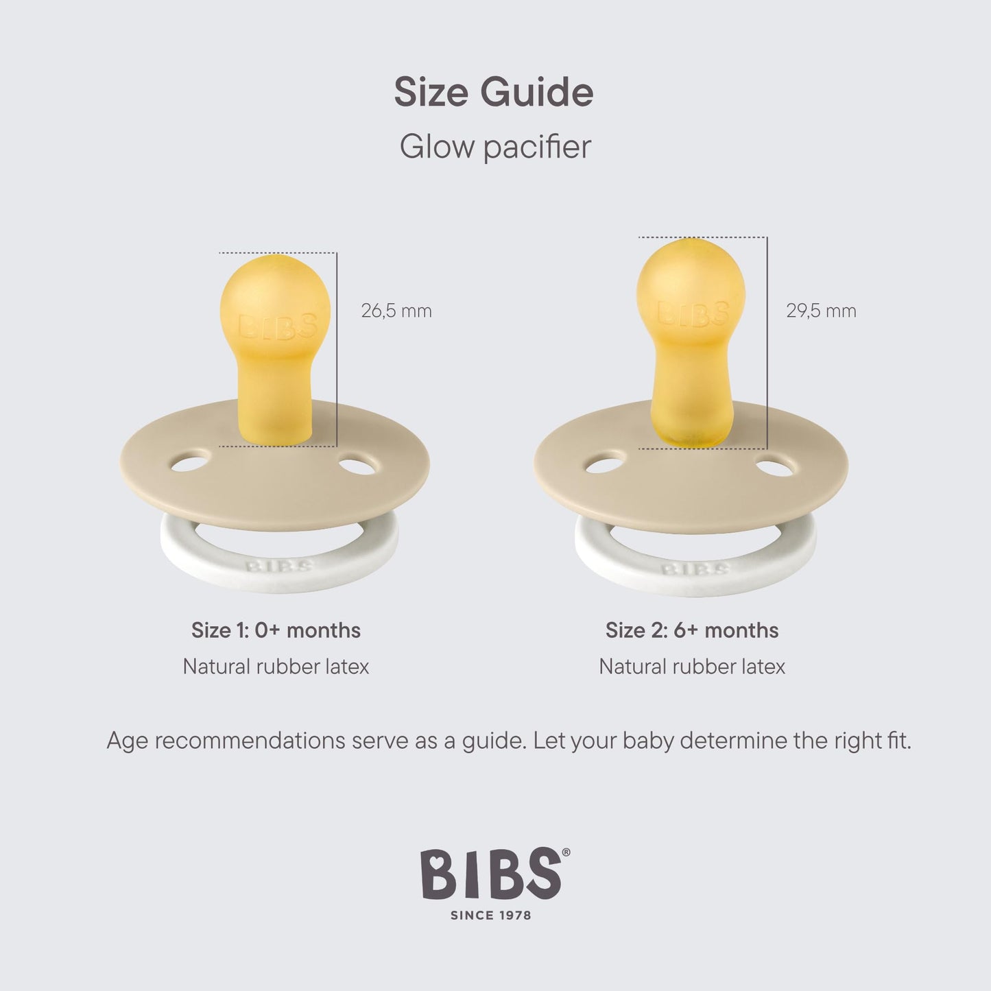 Bibs Pacifiers | Natural Rubber Baby Pacifier | Set of 2 BPA-Free Soothers | Made in Denmark | Sage Night/Cloud Night | Size 6-18 Months