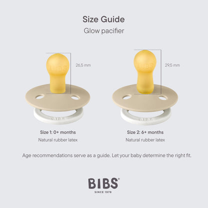 Bibs Pacifiers | Natural Rubber Baby Pacifier | Set of 2 BPA-Free Soothers | Made in Denmark | Sage Night/Cloud Night | Size 6-18 Months