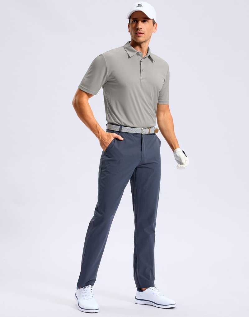 G Gradual Mens Golf Shirt Short Sleeve Dry Fit Moisture Wicking Lightweight Performance Athletic Grid Summer Collared Polo Shirts for Men(Warm Gray,Large)