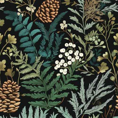 Vintage Dark Floral Peel and Stick Wallpaper 17.3"x78.7" Boho Black Green Forest Leaf Wall Paper For Bedroom Wall Removable Renter Friendly Self Adhesive Contact Paper For Cabinet Drawer B1-2