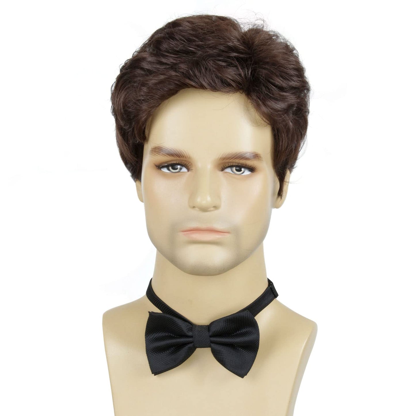 Men's Brown Wigs, Short Men Wig Heat Resistant Synthetic Layered Natural Hair Cosplay Costume Halloween Wigs for Men Male Guy
