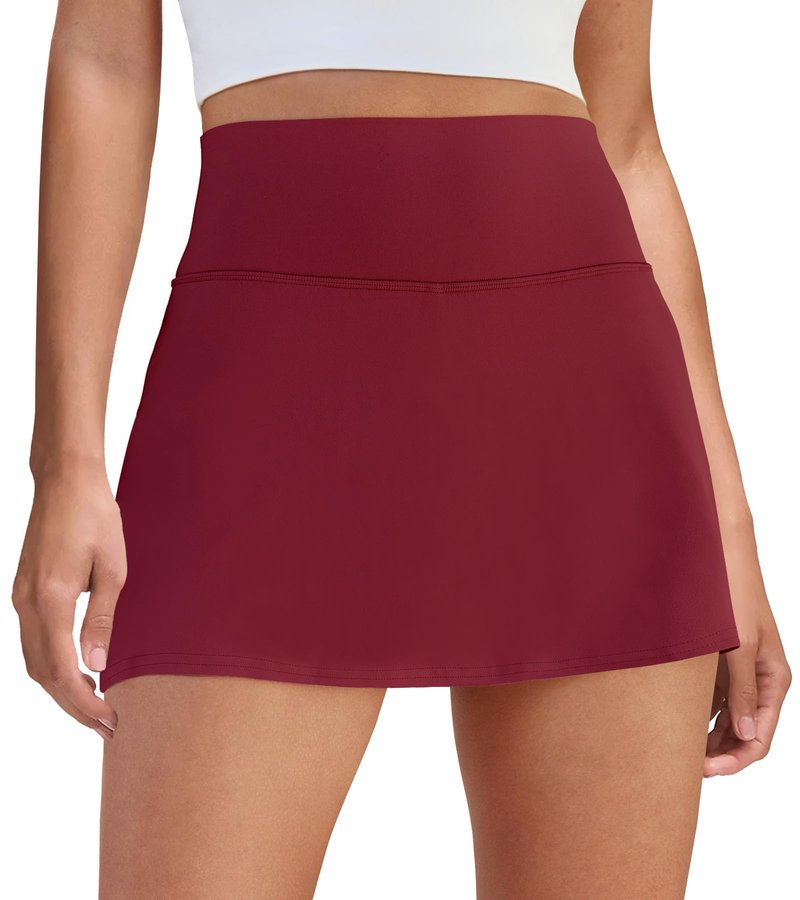DLOODA Womens Skort Tennis Skirt with Pocket Shorts Mini Golf Skirts High Waisted Athletic Skorts Summer Workout Wine Red