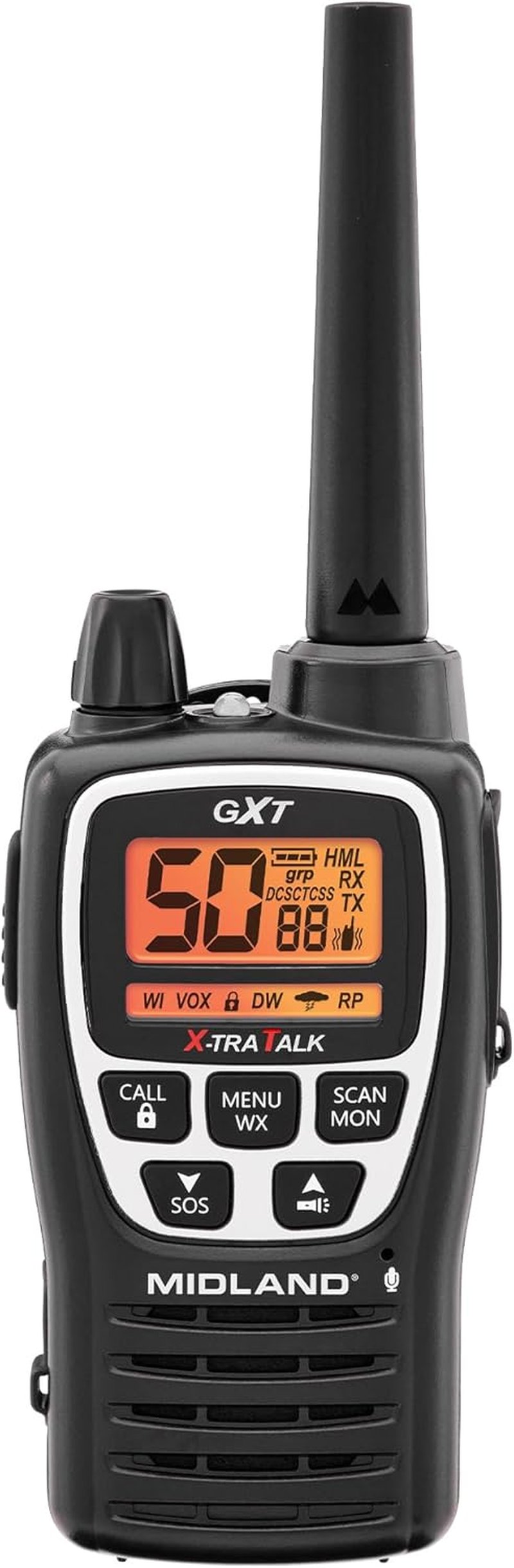 Midland GXT3000 GMRS Two-Way Radio - Long Range, 50 Channels, Rechargeable Battery | Black/Silver, 2-Pack