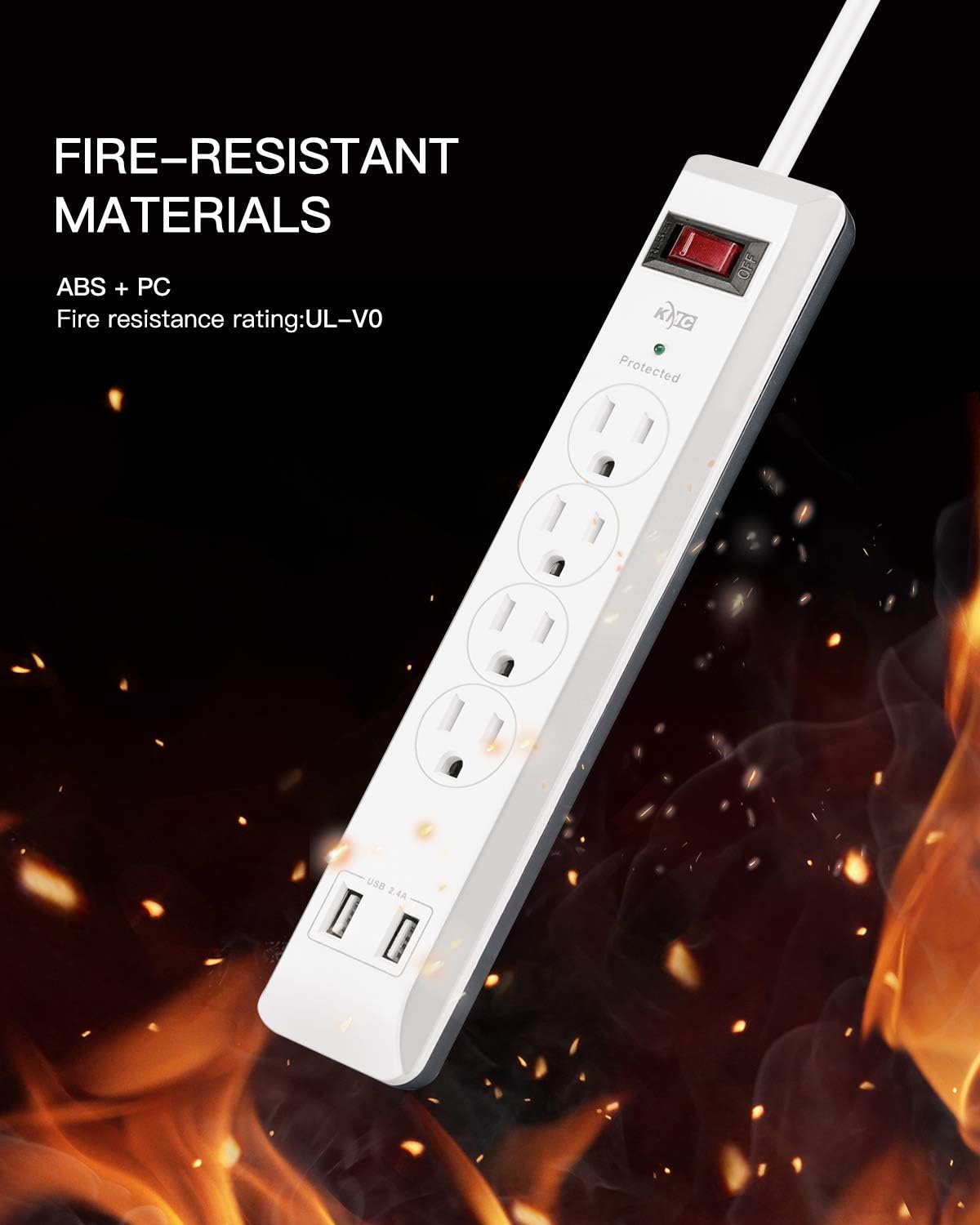 4-Outlet Surge Protector Power Strip (2 Pack)