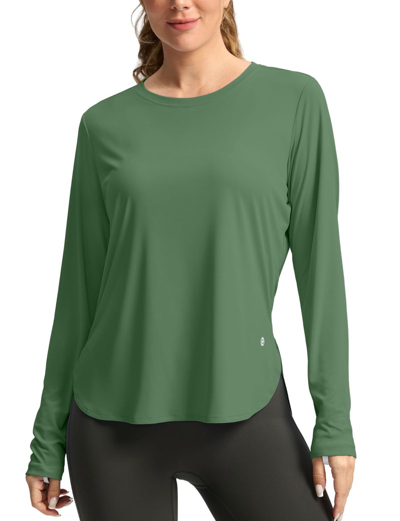 Women's Sun Shirts UPF 50+ Long Sleeve UV Protection Shirt Lightweight Quick Dry Workout Hiking Tops for Women(Army Green,XL)