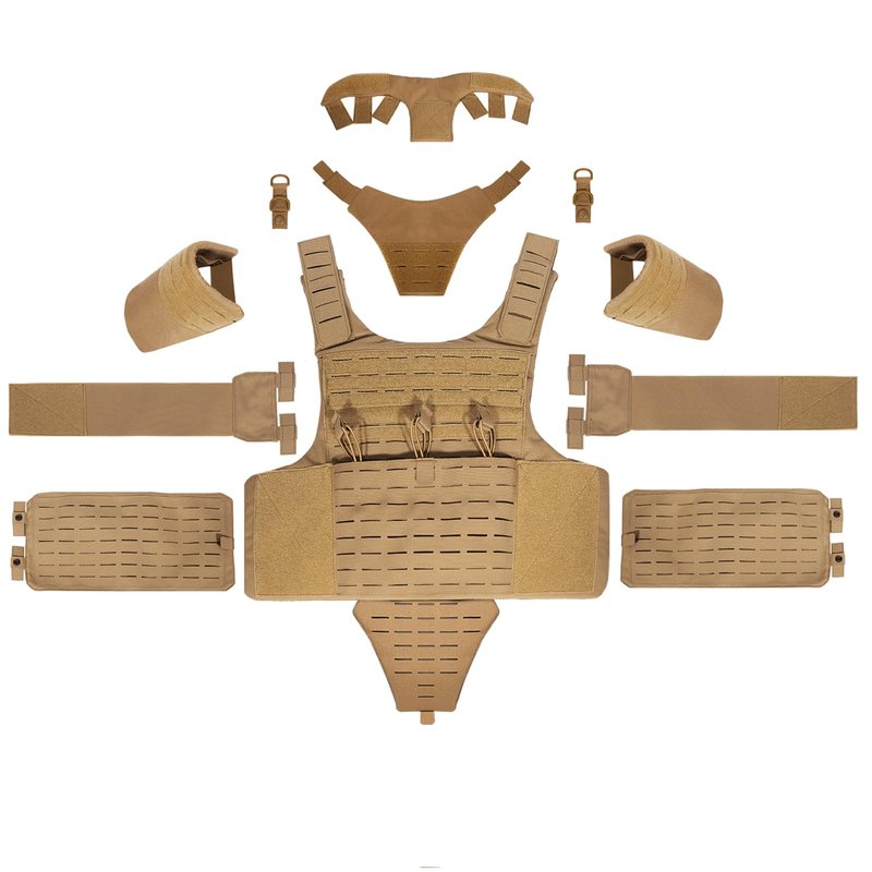 YAKEDA Tactical Training Vest -1000D Nylon Adjustable Vest with laser cut System,Full bady Outdoor Vest for Airsoft, Camping (CP)
