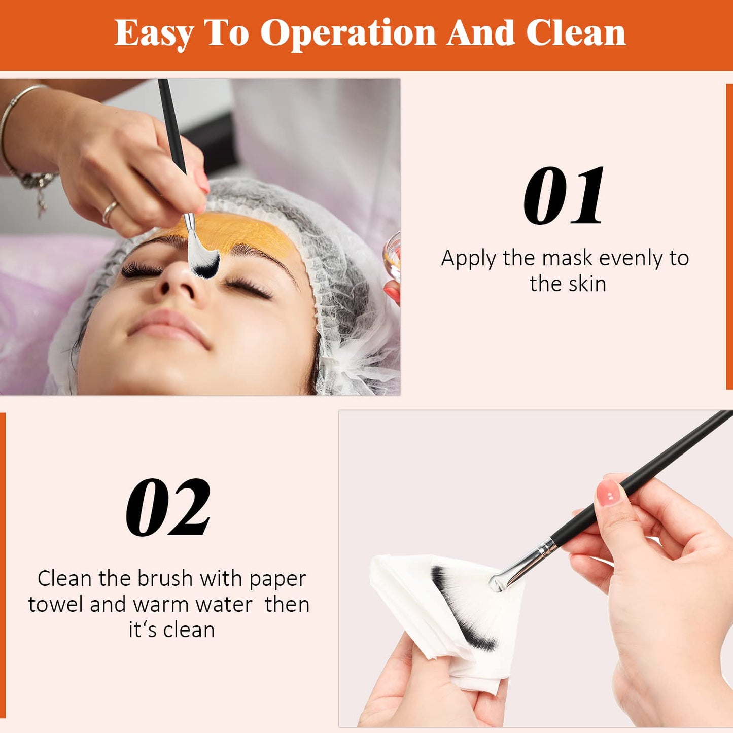 9 Pieces Facial Fan Mask Brushes, Soft Facial Applicator Brushes Tools for Peel Glycolic Makeup for Mud Cream(Champagne)