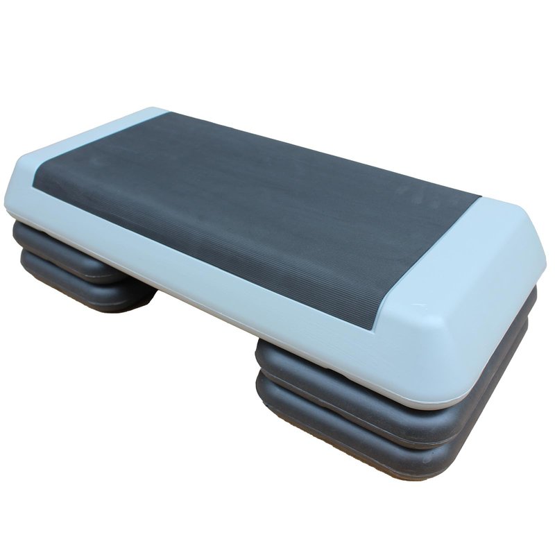Adjustable Workout Aerobic Exercise Step Platform, Fitness & Exercise Step Platform with 2 Stackable Risers for Home Gym Cardio Training(Grey)
