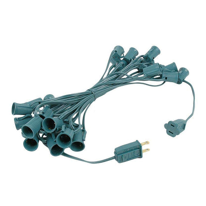25 Foot C9 Multi Ceramic Christmas String Light Set - Opaque Bulbs - Roofline Light String - Green Wire