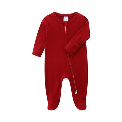 Hikido Premium Organic Cotton Clothing Set One-Piece Long Sleeve Romper Baby Boy Jumpsuits for 3-6months Baby Burgundy