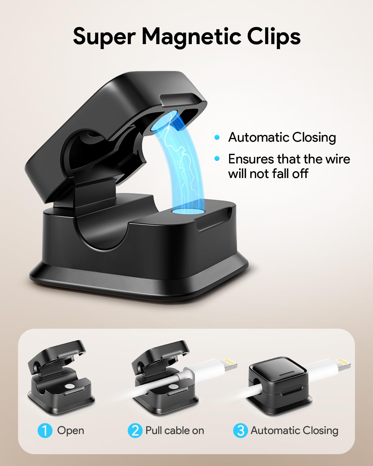 8 Pack Cord Organizer Holder,Costop Strong Adhesive Desk Cable Management Magnetic Easy Open,Organize Phone Charging Cords Wire Holder Organizer Neatly for Home,Office,Car,Desk,Nightstand