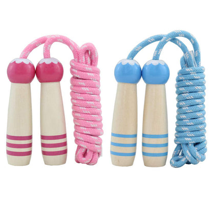 Jump Rope Kids, 7ft Adjustable Cotton Skipping Rope with Wooden Handle for Boys and Girls Fitness Outdoor Exercise (Pink+Blue)